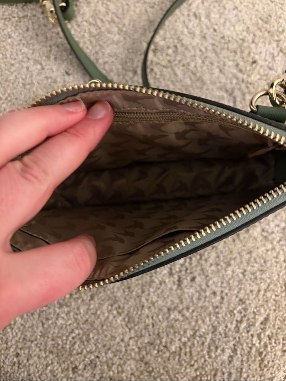 Discontinued color - Lo & Sons Waverly 2 Small Sage Green Saffiano - Picture 5 of 6